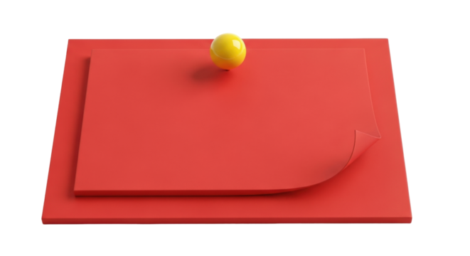 Isolated layered geometric red planes with yellow sphere, clean presentation, abstract