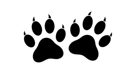 Minimalist paw prints outline design animal footprint graphic illustration digital art pet track vector isolated on transparent background