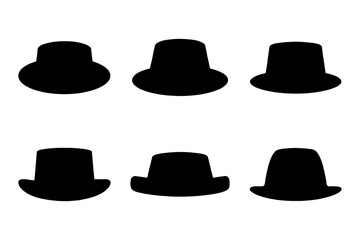 Silhouettes of various hats headwear fashion style accessory 