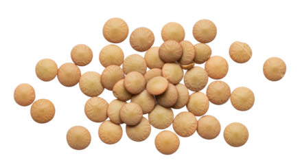 Isolated pile of raw yellow split lentils used in cooking, an ingredient for soup