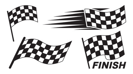 Checkered flag vector set racing finish line symbols isolated design elements for sports events and competition graphics