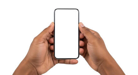 Isolated smartphone in hands with blank screen offering communication and mobile technology