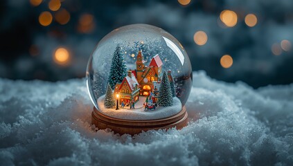 Winter Wonderland Aesthetic: Detailed Miniature Scene in a Glass Globe