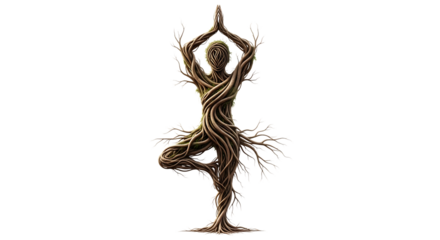 Tree pose yoga illustration for meditation and wellness mindful practice and spiritual growth art