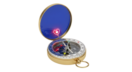 Compass with heart needle find your true north and direction love and adventure travel gold compass