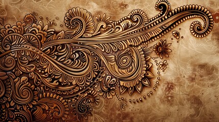 Detailed intricate henna design texture background