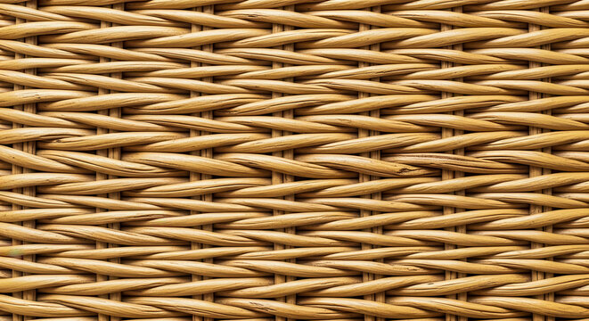 Close up of woven natural rattan texture background
