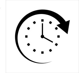 Clock with circular arrows. Time icon symbol isolated on white background. Vector 10 eps.
