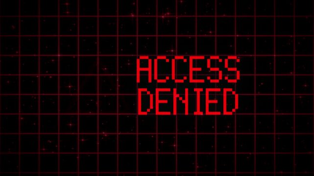 Access Denied Cyber Security Warning Access Denied Screen Animation ,Animation in Red Digital Style,4K VIDEO.