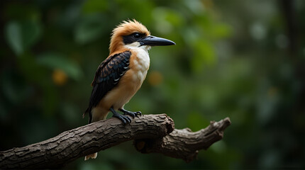 Obraz premium A brown and white bird perched on a tree branch outdoors