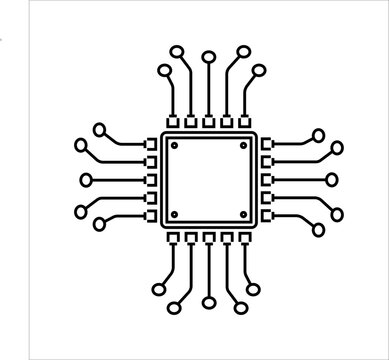 AI processor chip icon. AI processor circuit vector set. Mini AI CPU icon collection.