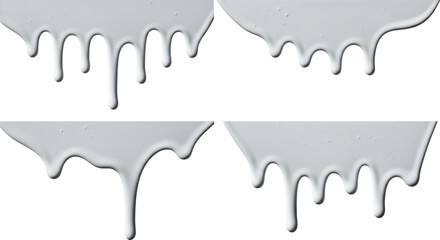 Isolated paint drips with fluid falling. Liquid pouring or dripping down slowly.