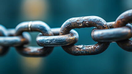 Fototapeta premium A rusted metal chain. Close-up, abstract, industrial detail.