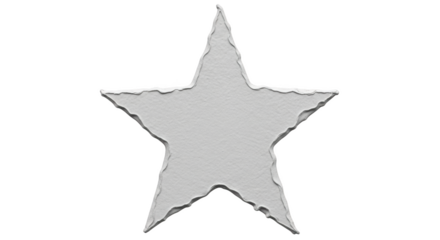 Rough textured white star decorative element isolated on transparent background