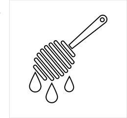 Simple black vector icon of a honey spoon with dripping honey, symbolizing sweetness