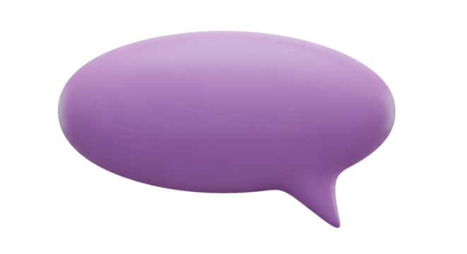 Isolated lavender purple speech bubble, communication icon, modern dialog cloud, text design