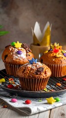 Festive cupcakes on a tray