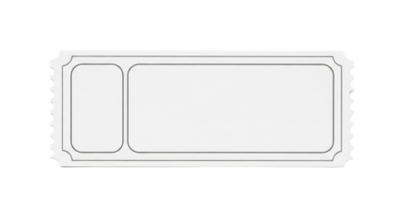 Isolated Blank ticket with perforations for an event entrance or drawing prize raffle item