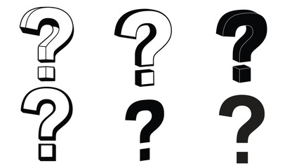 Set of Black and White Question Mark Icons in Silhouette and Outline Styles Representing Doubt, Curiosity and Inquiry – Creative Vector Illustration