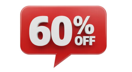 Isolated 60 percent off badge, discount offer, sale promotion marketing, special deal, big savings