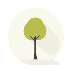 Two vector-style illustrations of a tree with a brown trunk and a layered, rounded green canopy. The icons use a flat design aesthetic with a long drop shadow and are set within a circular background.