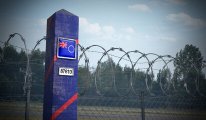 Border post with flag of Cook Islands - 3D illustration