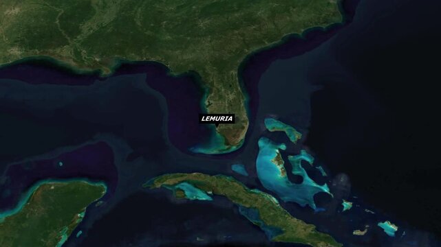 Lemuria Lost Continent Map with Mythical and Oceanic Features