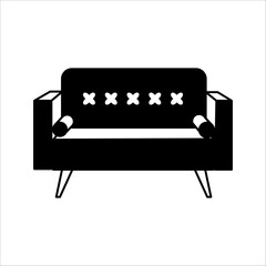 Soft sofa icon, simple vector. Home interior. VIP relaxation.