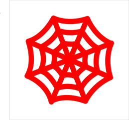 Spider web, symmetrical design, red line illustration, minimalism, geometric pattern, radial structure, vector graphics,