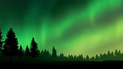 Beautiful green aurora borealis in night sky, suitable for nature themed designs or backgrounds, inspiring relaxation and wonder in viewers.