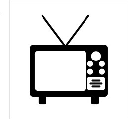 Retro TV icon in flat style, black and white retro TV icon, Vector illustration of Retro TV icon for you design.