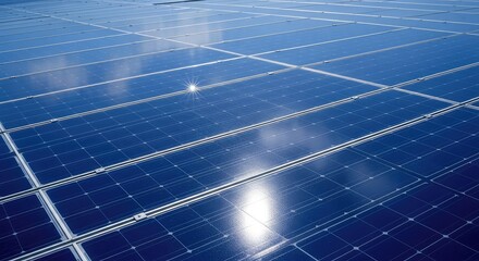 Close up aerial view of solar panels showcasing sustainable energy blue hues and reflective surfaces emphasizing clean energy grid structure and renewable power generation