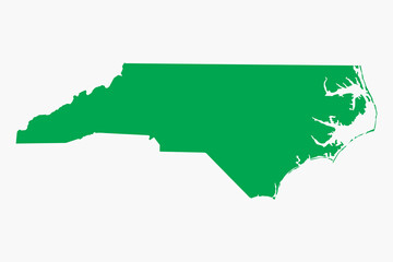 Vector graphic artwork suitable for print and web containing flat detailed map of NORTH CAROLINA