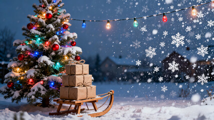 christmas tree in the snow