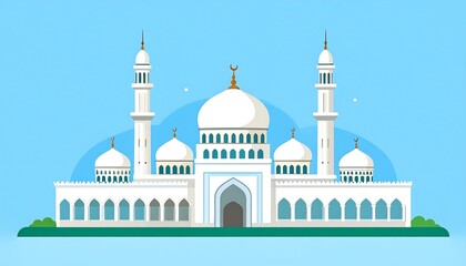 Flat illustration of a mosque.  Modern, simple design