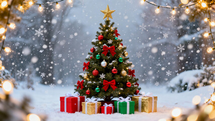 christmas tree and gifts