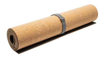 Rolled up yoga mat with strap isolated PNG with Transparent Background
