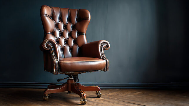 A shiny and expensive brown luxurious office chair