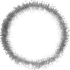 Round frame sketch hand drawn with radiating ink lines and dots — stock vector