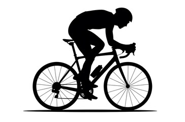 Fototapeta premium Sleek silhouette showcases cycling dedication and fitness, perfect for athletic brands and health promotions with its dynamic energy and modern style