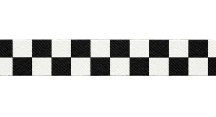 Obraz premium Isolated checkered ribbon trim, black and white classic checkerboard pattern strip textile