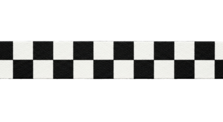 Isolated checkered ribbon trim, black and white classic checkerboard pattern strip textile