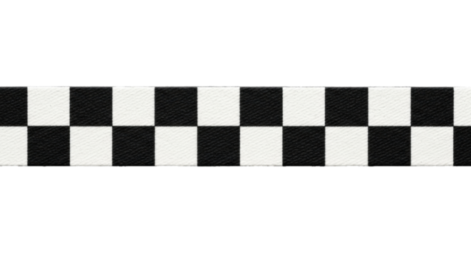 Isolated checkered ribbon trim, black and white classic checkerboard pattern strip textile - Powered by Adobe