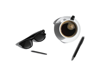  Minimal Black Sunglasses with Books and Coffee Aesthetic