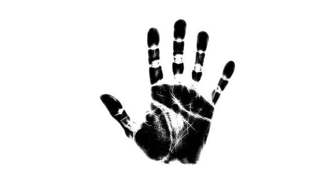 White handprint outline on background ghostly effect isolated on transparent background