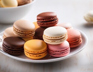 Obraz premium assorted macarons on white plate