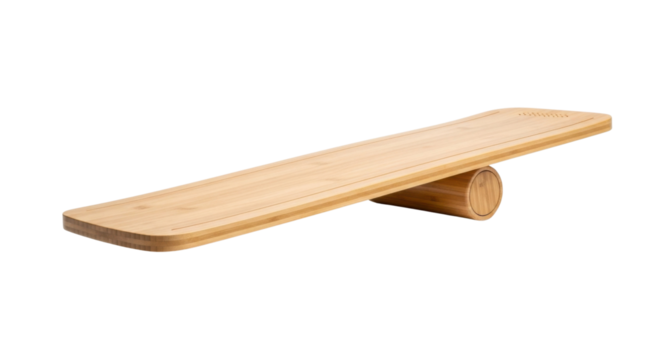 Wooden balance board for fitness training isolated PNG with Transparent Background