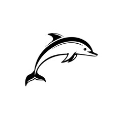 Fototapeta premium Dolphin. Dolphin simple black and white line art vector logo