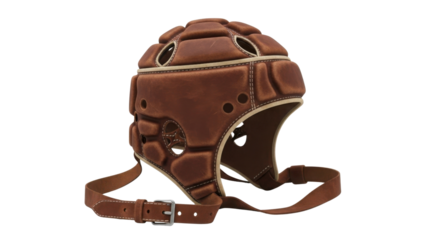 Vintage brown leather football helmet isolated PNG with Transparent Background