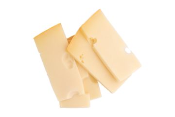 piece of cheese isolated on white background, top view, flat lay